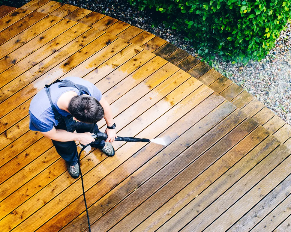 Wooden decking cleaning